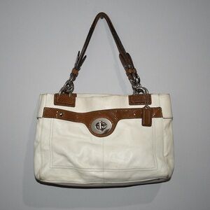 Coach Cream and Tan Shoulder Bag